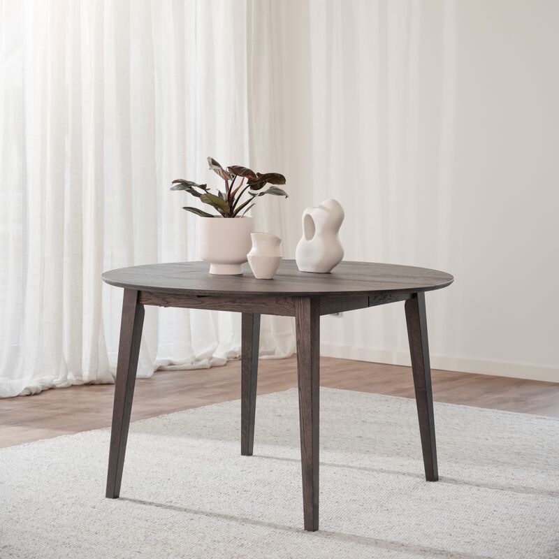 Rowico Filippa jatkettava ruokapöytä pyöreä 120-165 cm tummanruskea