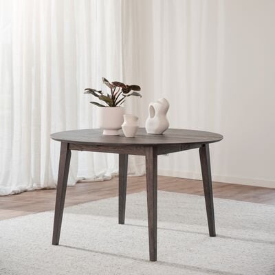 Rowico Home Filippa jatkettava ruokapöytä pyöreä 120-165 cm tummanruskea, asiaka