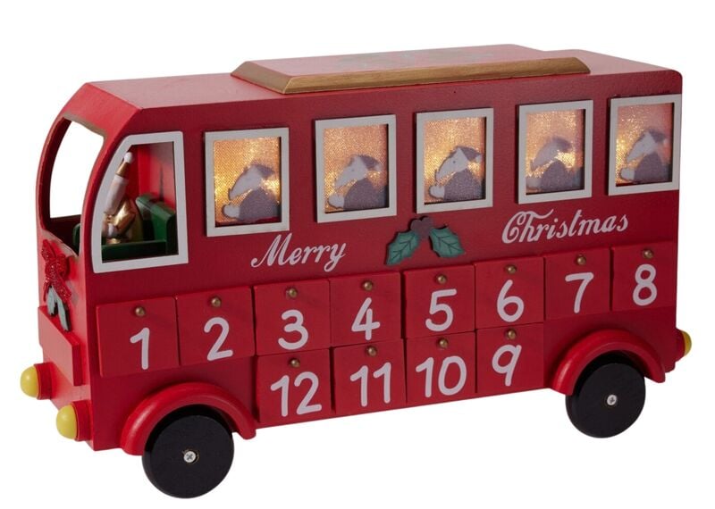 Joulubussi adventtikalenteri 38 cm punainen