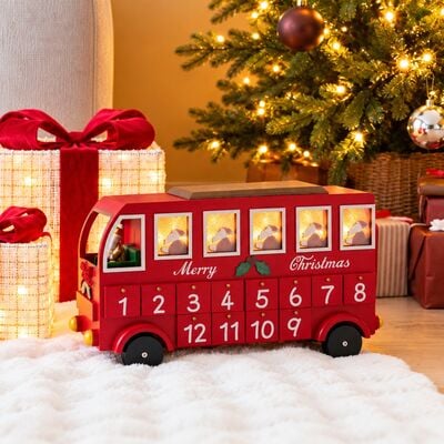 Joulubussi adventtikalenteri 38 cm punainen