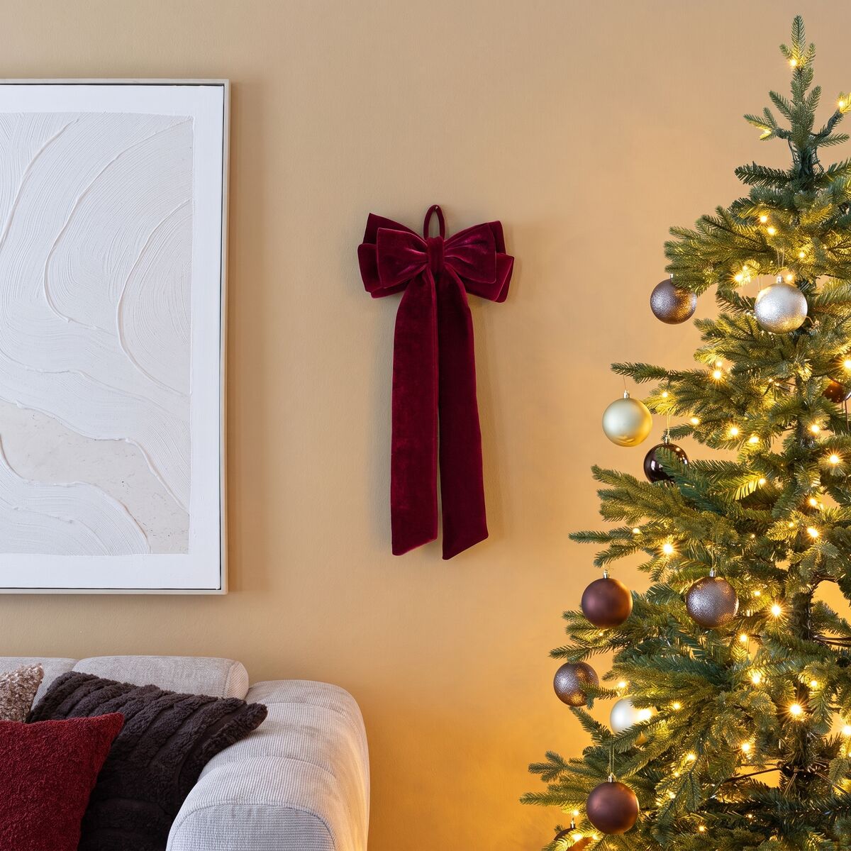 Ei brändiä Velvet samettirusetti 72 cm viininpunainen