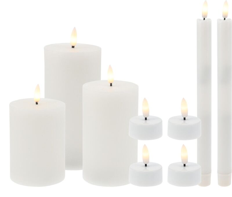 Aatto led-kynttiläsetti 9 kpl valkoinen