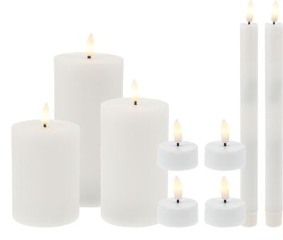 Aatto led-kynttiläsetti 9 kpl valkoinen
