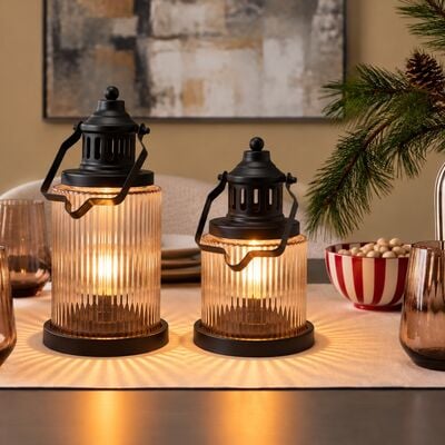 Tuike paristokäyttöinen LED-lyhty 14x22 cm ruskea