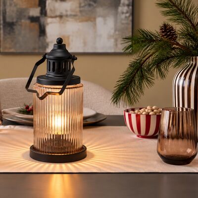 Tuike paristokäyttöinen LED-lyhty 14x27 cm ruskea