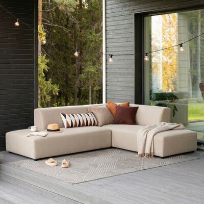 Newland avokulmasohva vasen vaalea beige, kuvausmalli