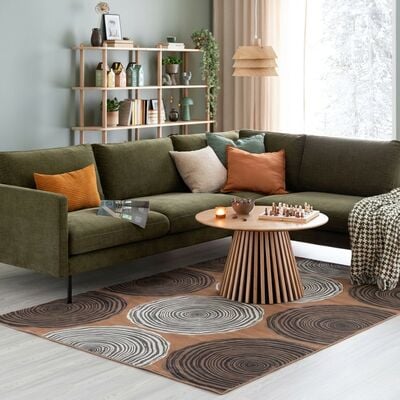 Vuosirenkaat matto 200x290 cm beige/harmaa