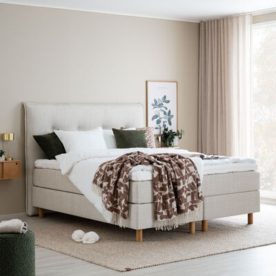 Unia Hopea jenkkisänky M/L 160x200 beige, 900 stylex, 14cm tammijalka(kuvausmall