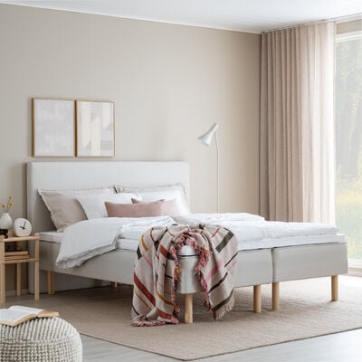 Unia Arki runkopatjasänky 160x200 cm basic pp, lv koivu jalat, beige Altea(kuvau