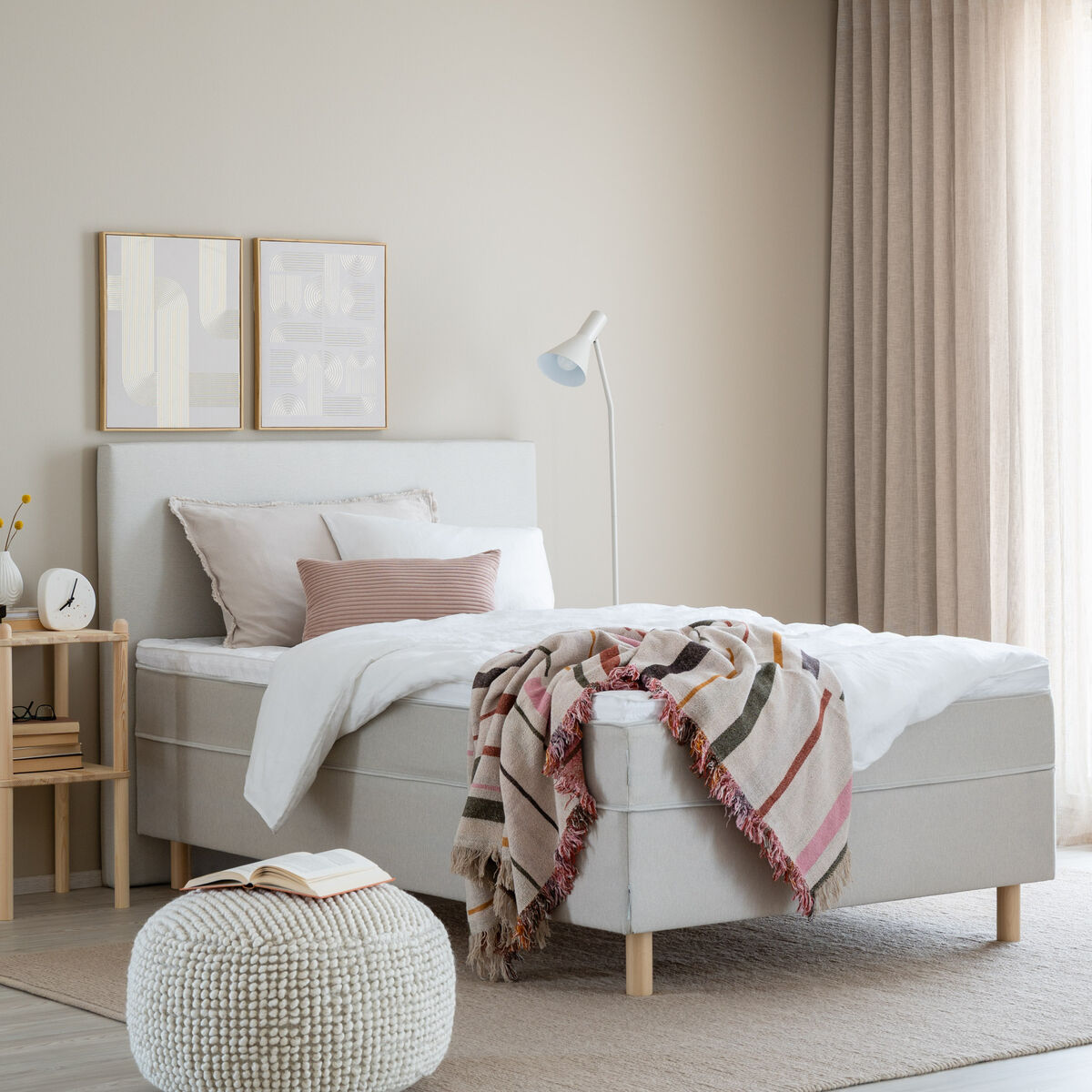Unia Arki jenkkisänky 120x200 cm basic pp, lv koivu jalat, beige Altea(kuvausmal | Alk. 539,00 €
