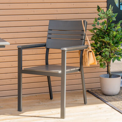 Brafab Patio aintwood tuoli musta/tiikki 6kpl, kuvausmalli
