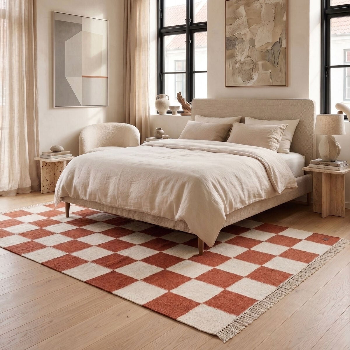 KM Carpets KM Nordic Check villamatto 240x340 cm terrakotta