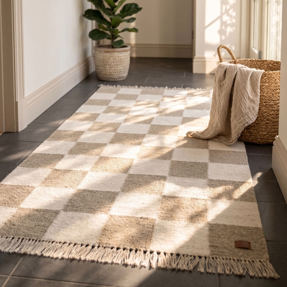 KM Carpets KM Nordic Check villamatto 140x200 cm pellava