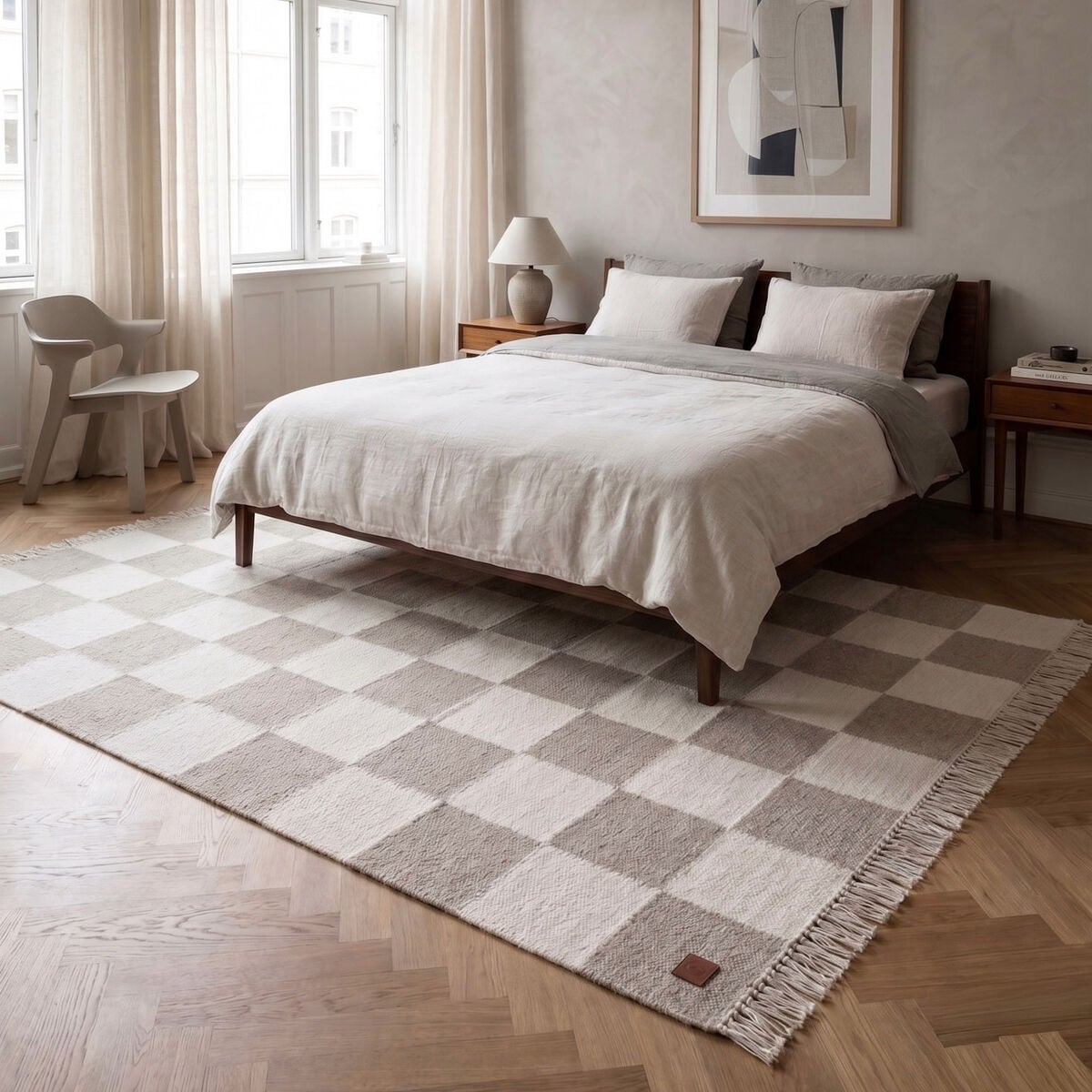 KM Carpets KM Nordic Check villamatto 75x200 cm harmaa