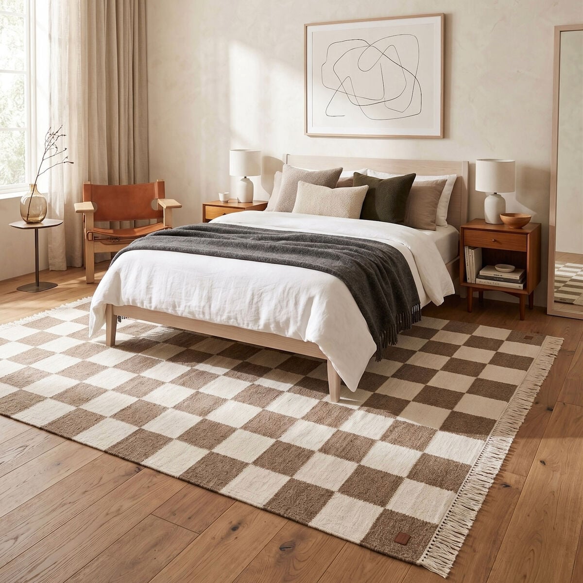 KM Carpets KM Nordic Check villamatto 75x200 cm ruskea