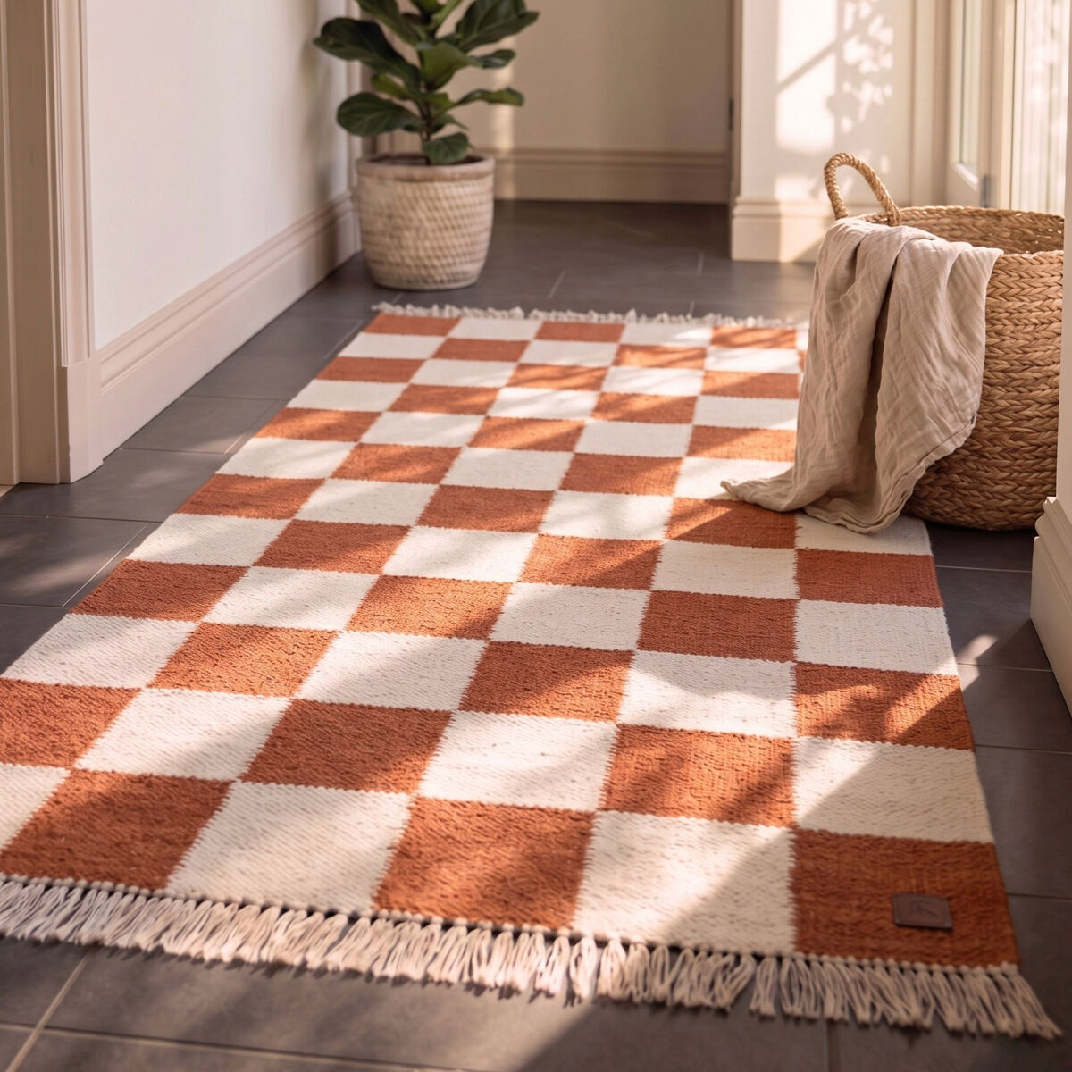 KM Carpets KM Nordic Check villamatto 160x230 cm terrakotta