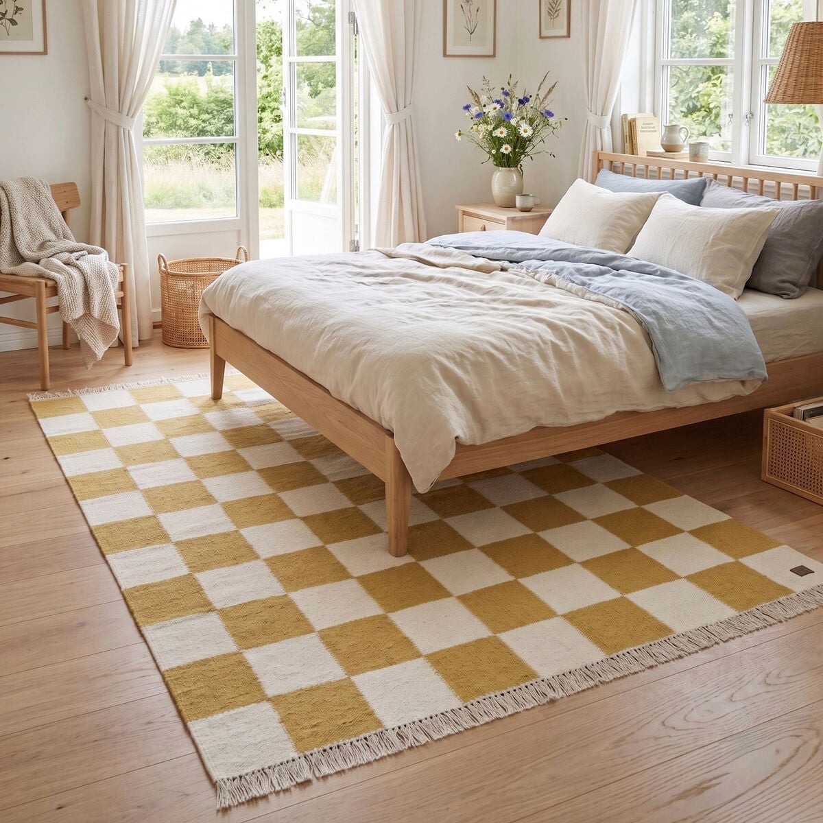 KM Carpets KM Nordic Check villamatto 75x200 cm keltainen