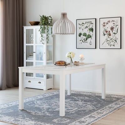 Moona ruokapöytä 90x170 valkoinen/harmaa, asiakaspalautus