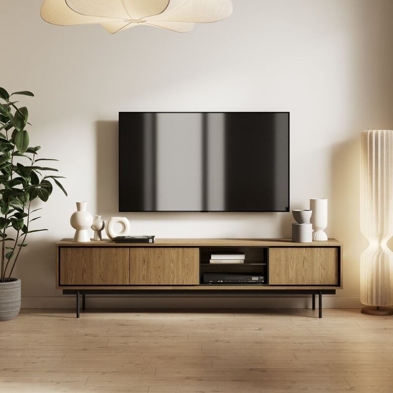Kare tv-taso 198x38x51,5 cm tammi/musta