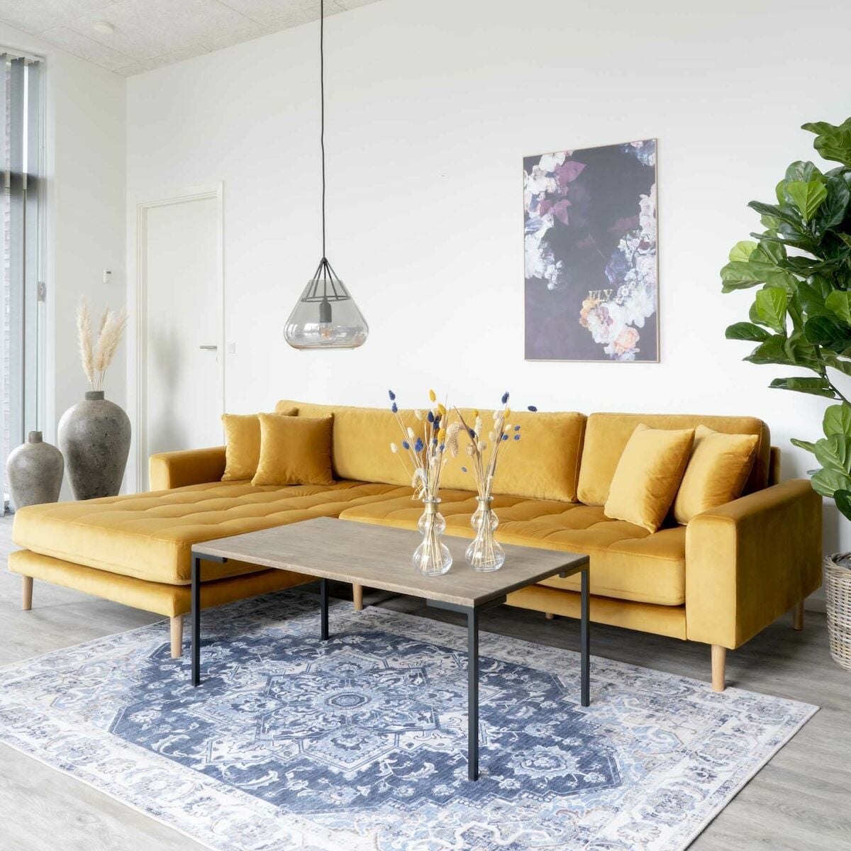 House Nordic Lido divaanisohva vasen, sinapinkeltainen sametti Bluvel 68, asiaka