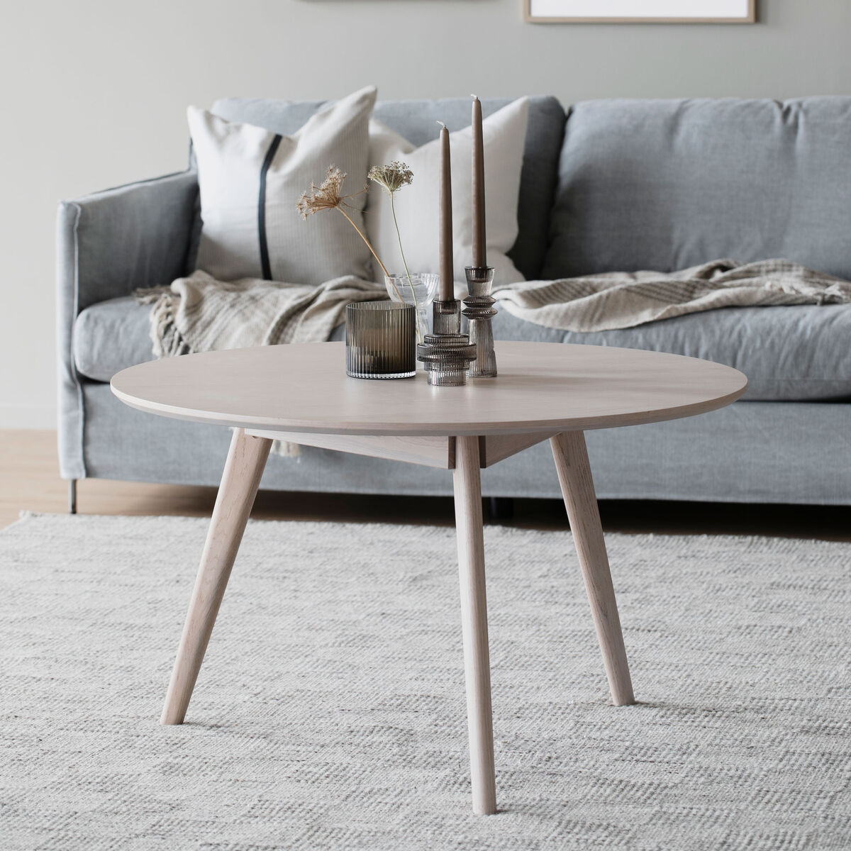 Rowico Home Yumi sohvapöytä pyöreä 90 cm valkolakattu tammi, varastopoisto