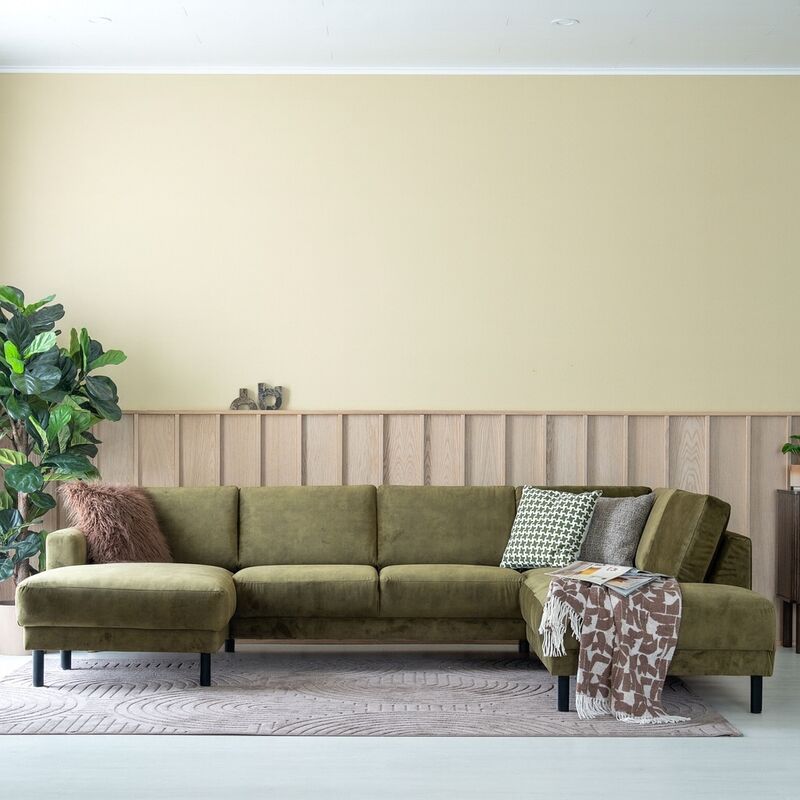 Joki U-kulmasohva oikea vihreä Adore 59, mustat jalat