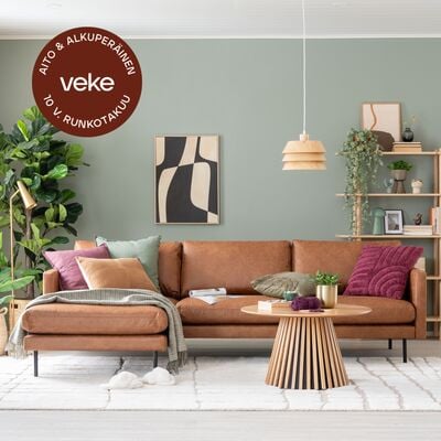 Scandic Copenhagen divaanisohva, vasen, konjakinruskea Colorado 03 nahka, asiaka