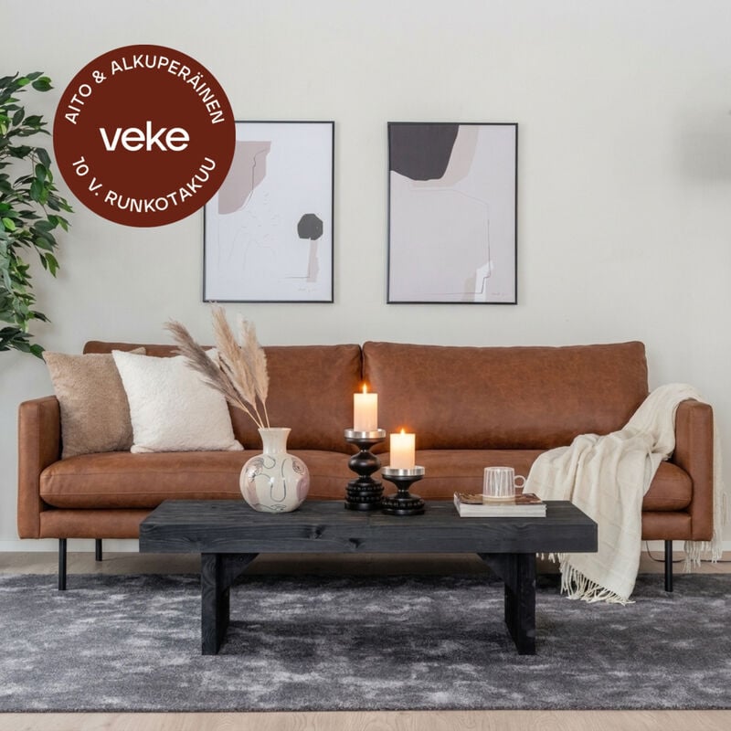 Scandic Copenhagen 3,5-istuttava sohva konjakinruskea Colorado 03 bonded-nahka