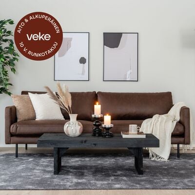Scandic Copenhagen 3,5-istuttava sohva konjakinruskea Colorado 03 bonded-nahka,