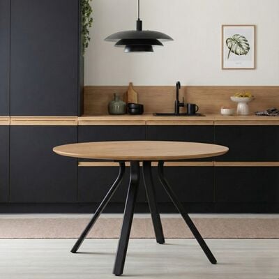 Bristol pyöreä ruokapöytä Ø120 cm tammi/musta, asiakaspalautus