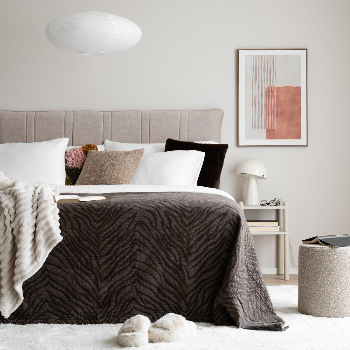 Veke Zebra päiväpeitto 260x260cm ruskea