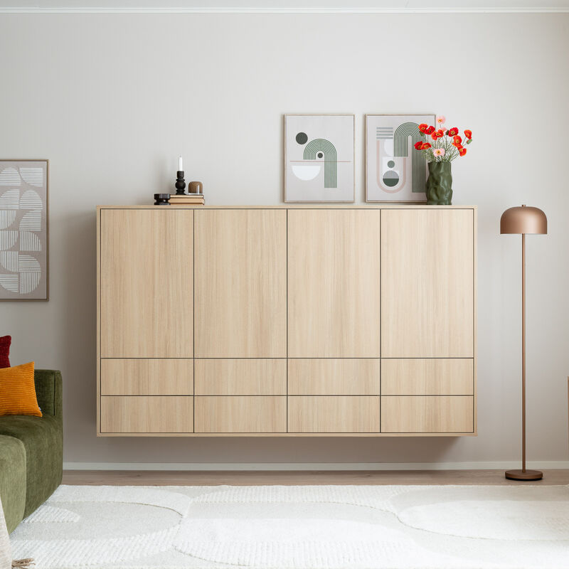 Kokoa seinään kiinnittettävä kaappi 4+8 200x40x120cm hiekka tammi