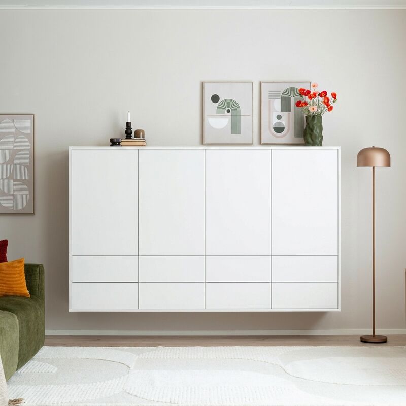 Kokoa seinään kiinnittettävä kaappi 4+8 200x40x120 cm valkoinen