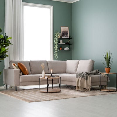 Kairo avokulmasohva oikea hiekka Hygge 10, asiakaspalautus