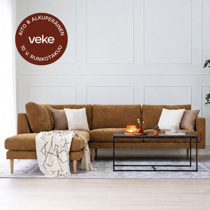 Scandic Copenhagen Wood avokulmasohva vasen keltainen senso 65 tammi