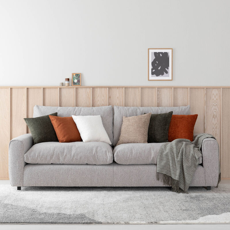 Muhku 3-istuttava sohva beige Monza 60, mustat jalat