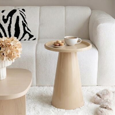 Siina pyöreä apupöytä Ø 43 cm kiiltävä beige