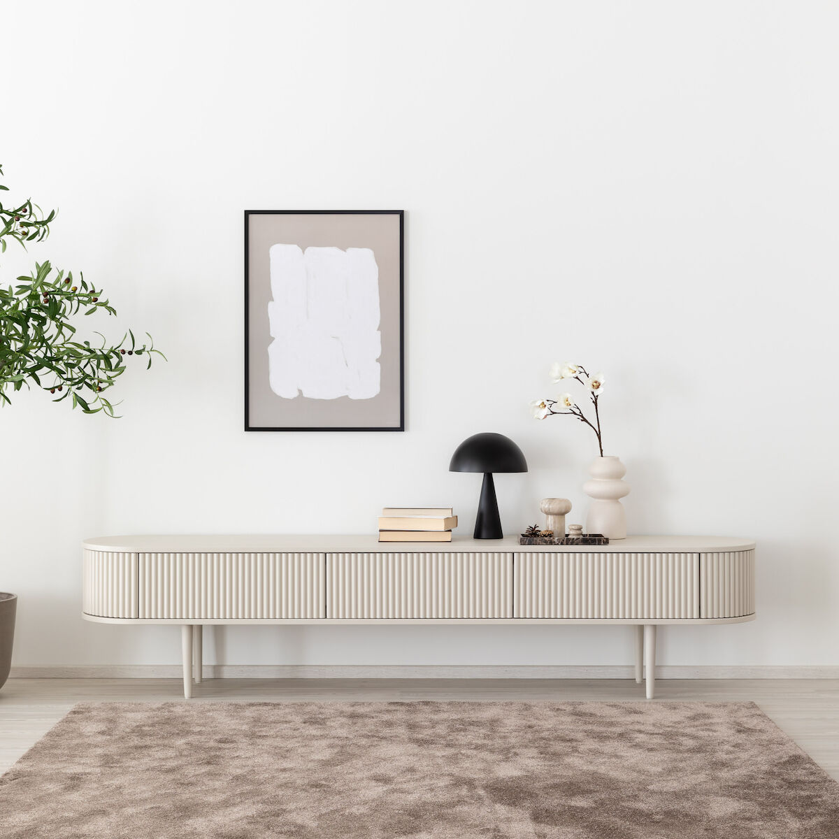 Ranua by Veke Taimi tv-taso 209x41x47 cm greige, asiakaspalautus