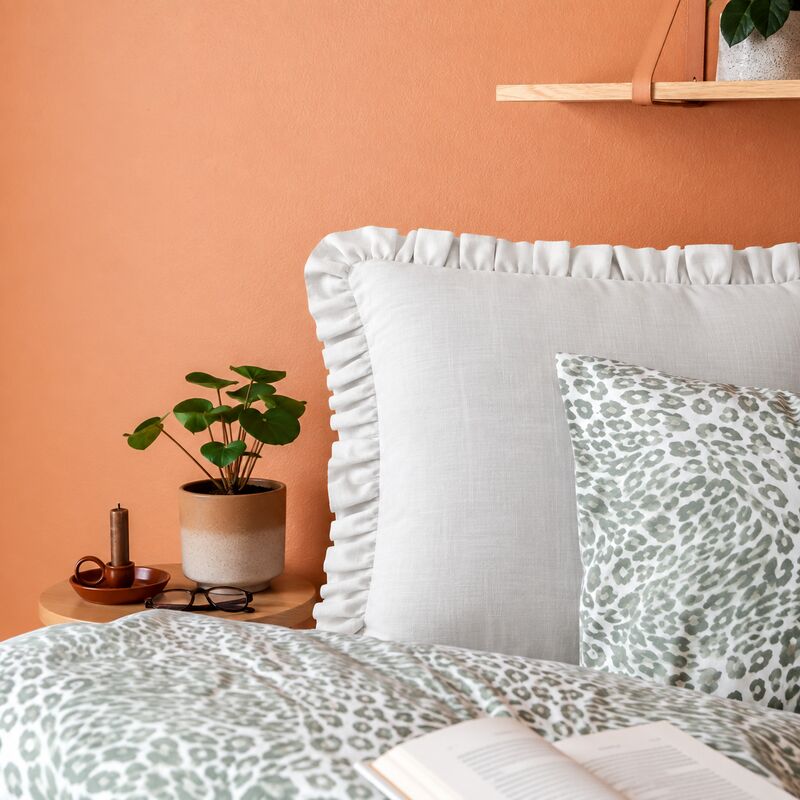 Linni pellava look röyhelö jättityynyliina 60x80 valkoinen