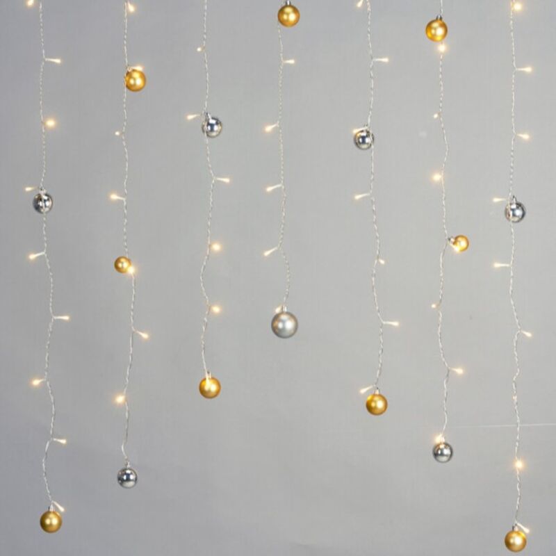 Lumipallo LED-valoverho sisä-/ulkokäyttöön 120 x 120 cm lämminvalkoinen