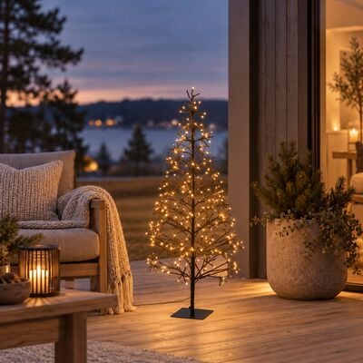 Kuusi LED-valopuu sisä-/ulkokäyttöön 120 cm lämminvalkoinen