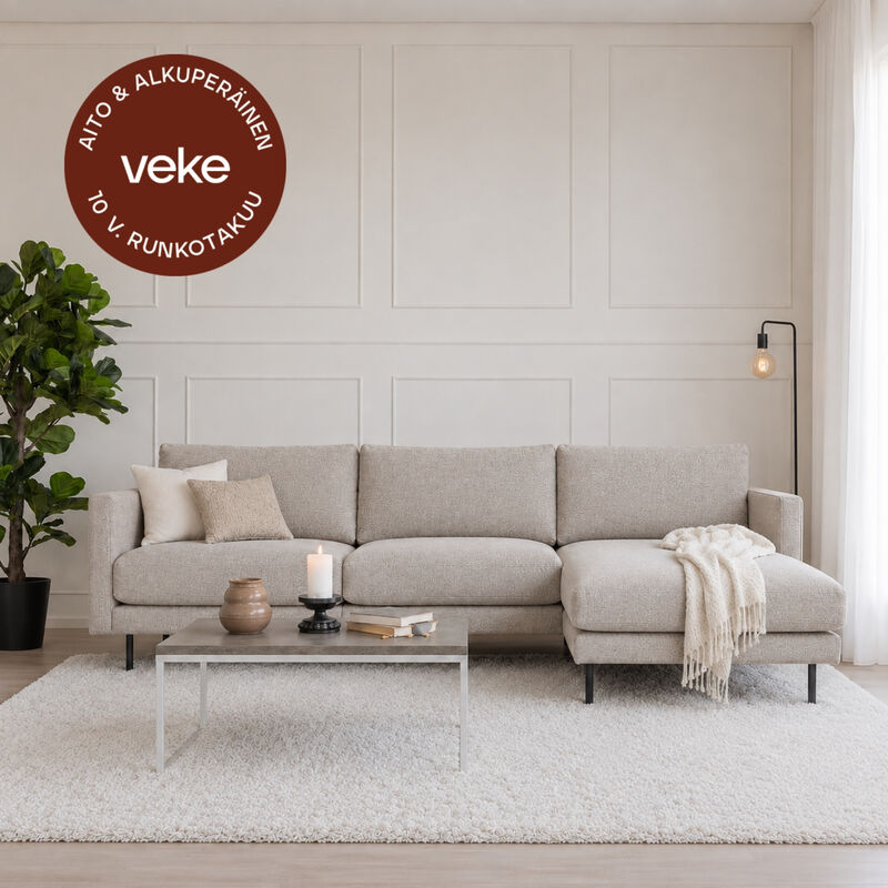 Scandic Copenhagen divaanisohva oikea hiekka Verdon 281, mustat jalat
