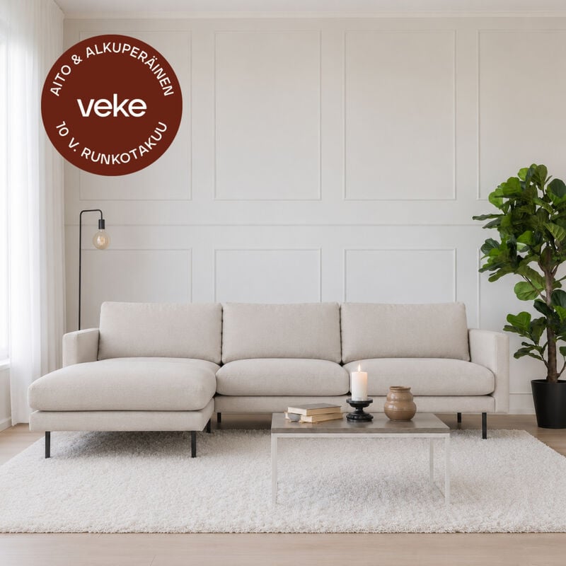 Scandic Copenhagen divaanisohva vasen hiekka Soro 21, mustat jalat