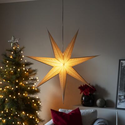 Konstsmide kuviollinen paperitähti 7 Sakaraa, Ø78cm valkoinen sis. johtosarjan