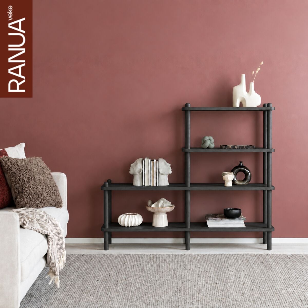 Ranua by Veke Askel taso ja avohylly 138x35x119 cm hiili