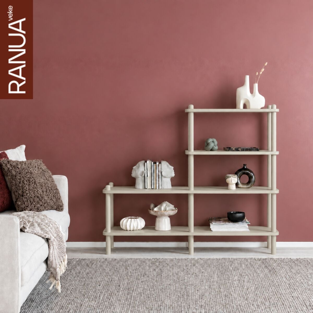 Ranua by Veke Askel taso ja avohylly 138x35x119 cm greige