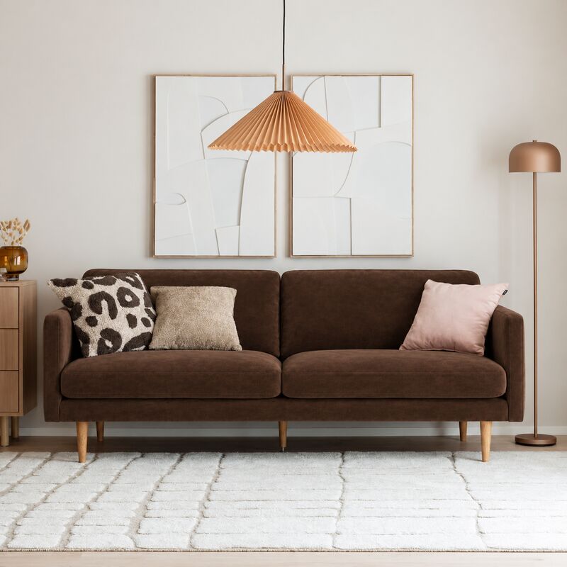 Classic 3-istuttava sohva ruskea Adore 81, tammi jalka