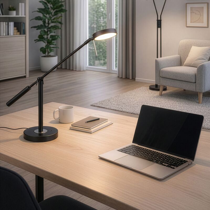 Trio Monza LED pöytävalaisin 52 cm mattamusta