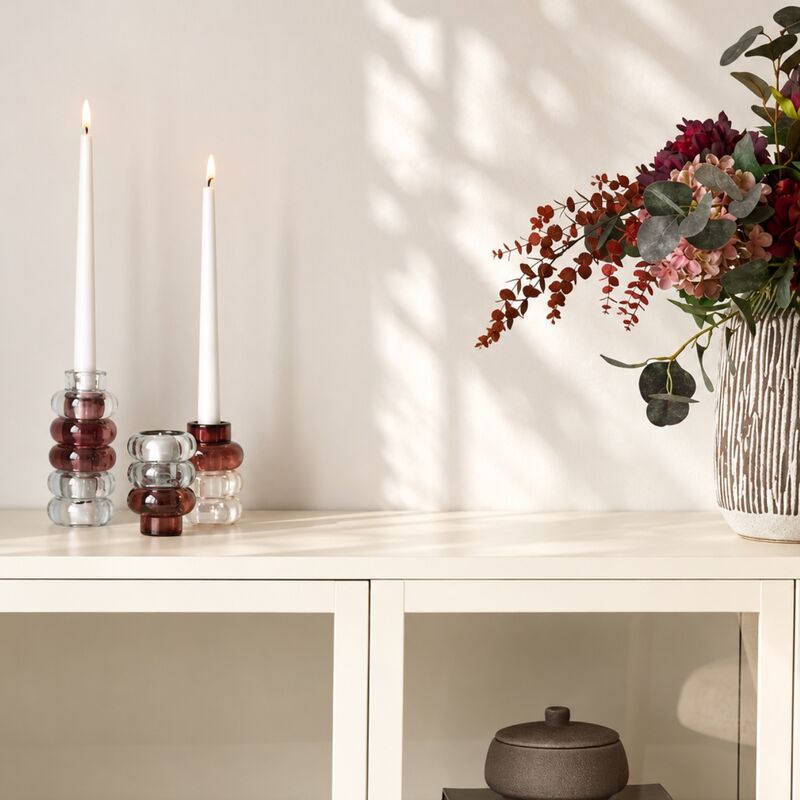 House Nordic kynttilänjalat 3 kpl kirkas/savunharmaa/kastanjanpunainen