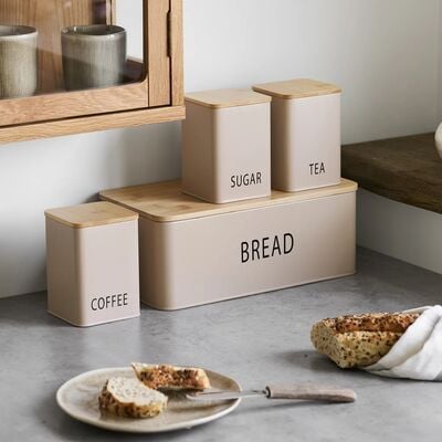 House Nordic Tula leipälaatikko ja purkit 4 kpl beige